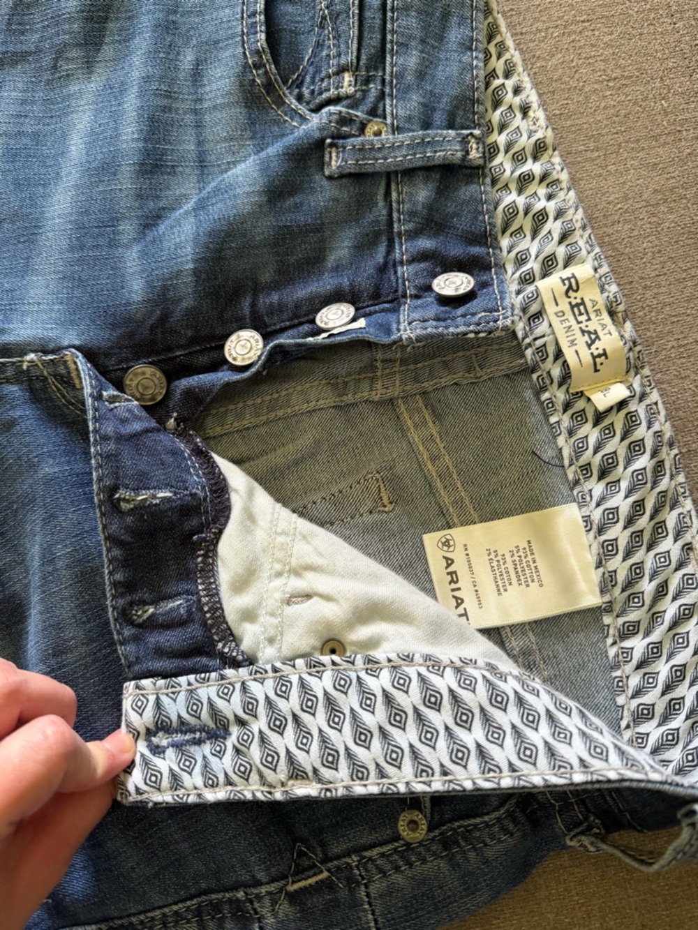 Ariat Blue Flared Jeans with Raw Hem - Picture 6 of 10